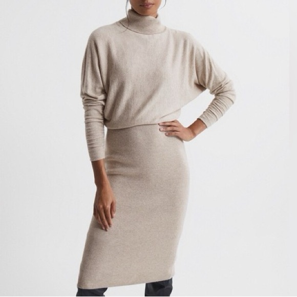 Mango Cream Turtleneck Sweater Dress - Picture 1 of 4